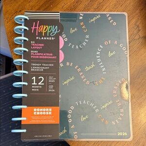 Happy Planner 2026 Teacher Layout with Blue and Gold Accents